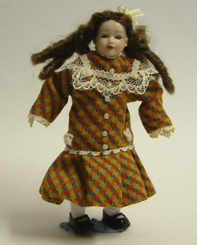 Heidi Ott Dolls House Doll, Young Girl in Multi Coloured Dress. (XC014)
