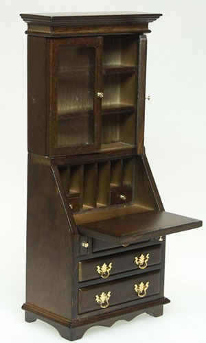 Dolls House Miniature Walnut Desk Cabinet (XY753W)