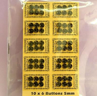 5mm Black Snap Fasteners (Pack of 60), Dolls House Miniature (XZ723)